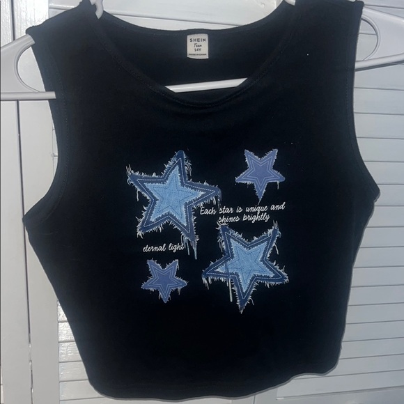 SHEIN Black Tank with Blue Star Pattern - Picture 1 of 3